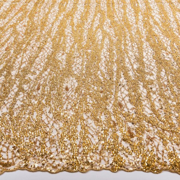 Catalogo tessuti 4 tulle ricamato con piccole pailletes e perline color oro