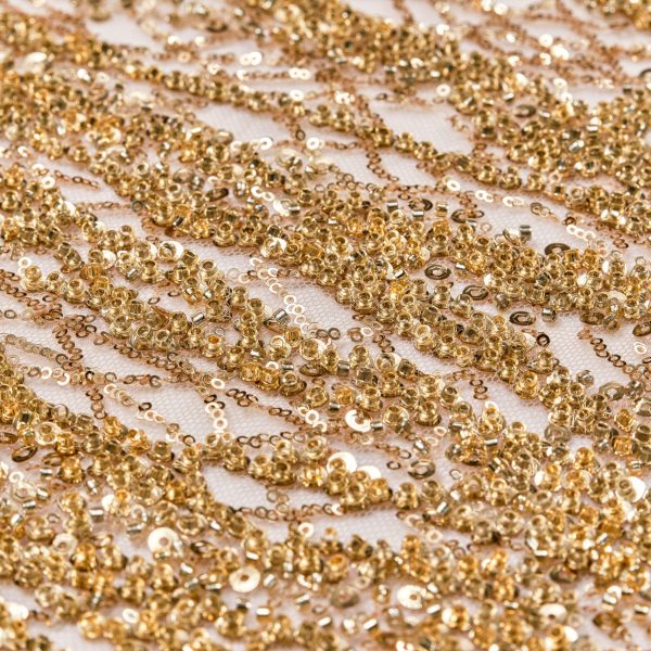 Home 9 Tulle ricamato colore oro disegno astratto