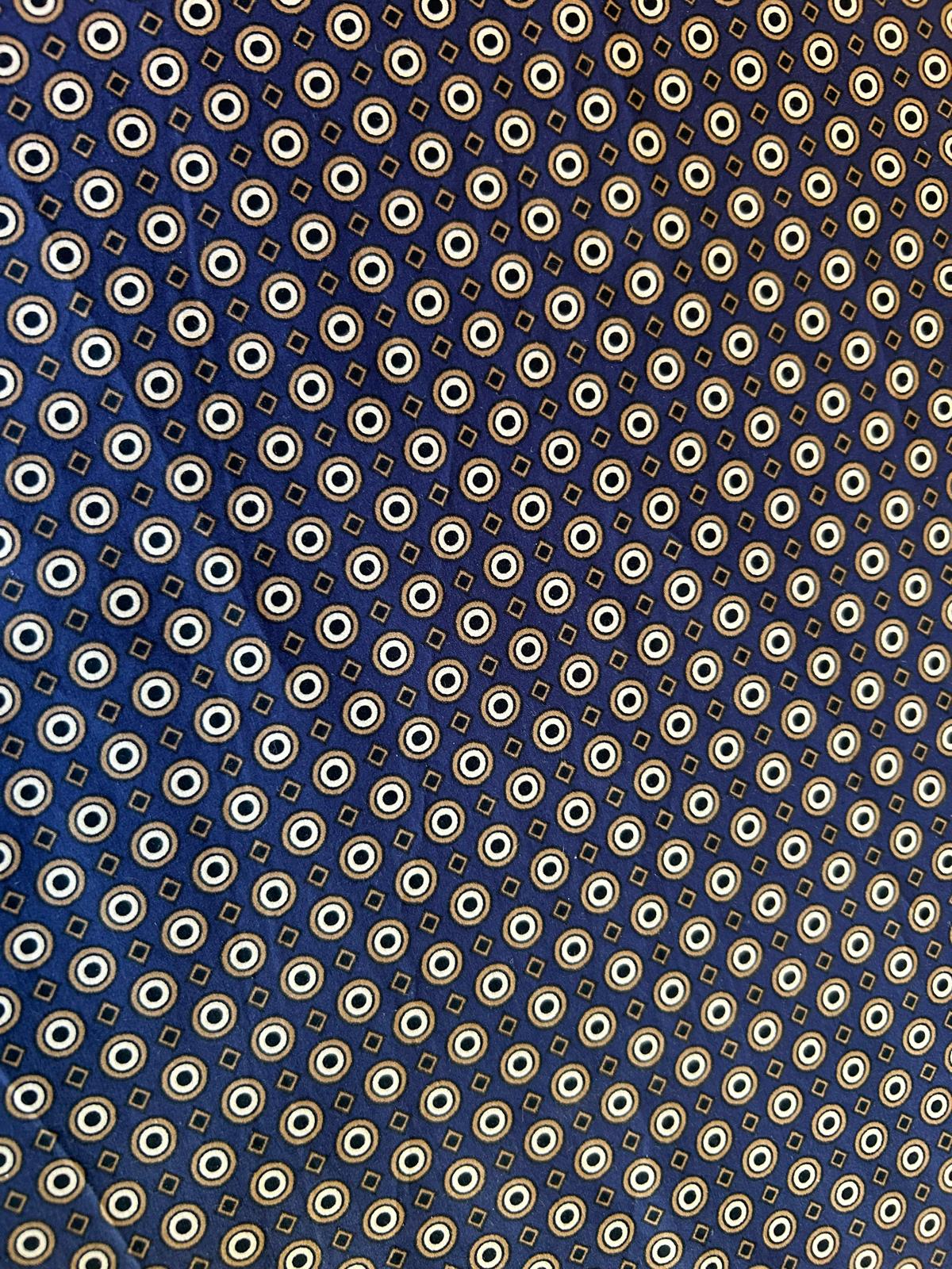 Cotone mano seta disegno fiori piccoli cravatteria su sfondo blu disegno cerchi 1 cravatteria