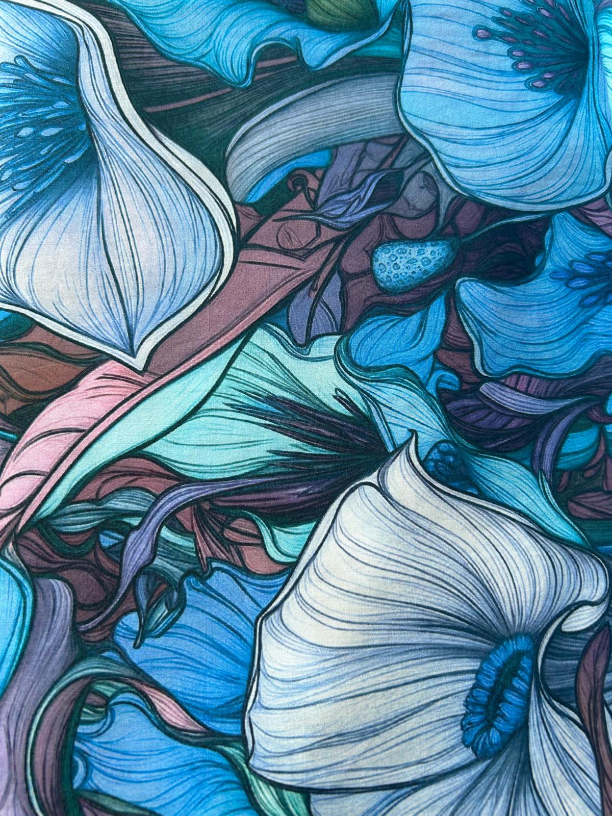 Cotone mano seta stampa fiore calla 1 fiore calla