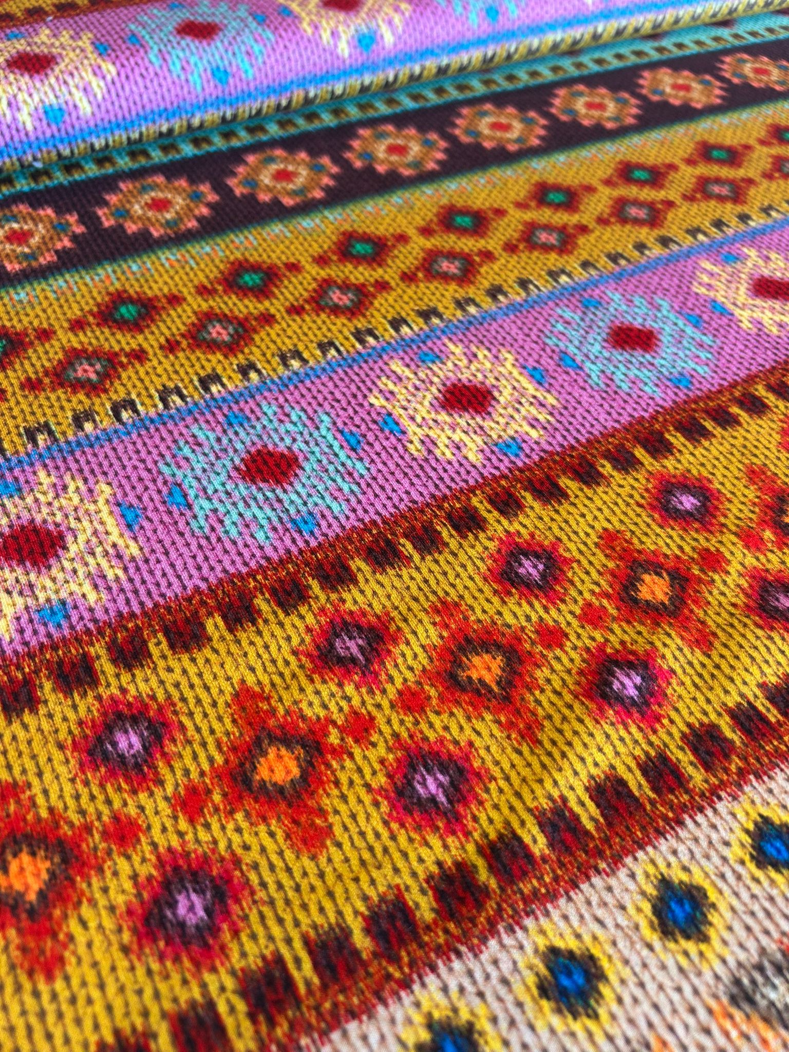 Tessuto Jersey elasticizzato bambou stampato disegno geometrico vari colori 1 disegno geometrico vari colori