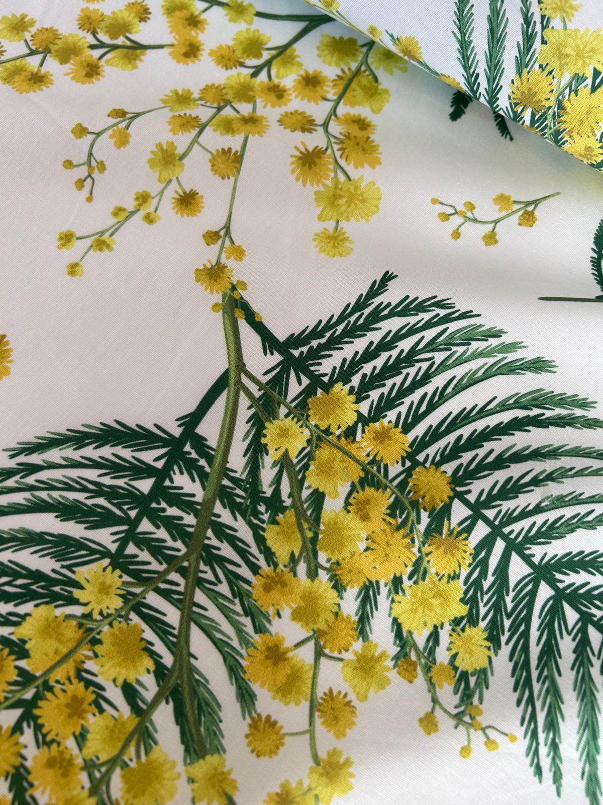 Popeline di cotone elastico stampa mimosa 4 Popeline di cotone elastico stampa mimosa - immagine 4