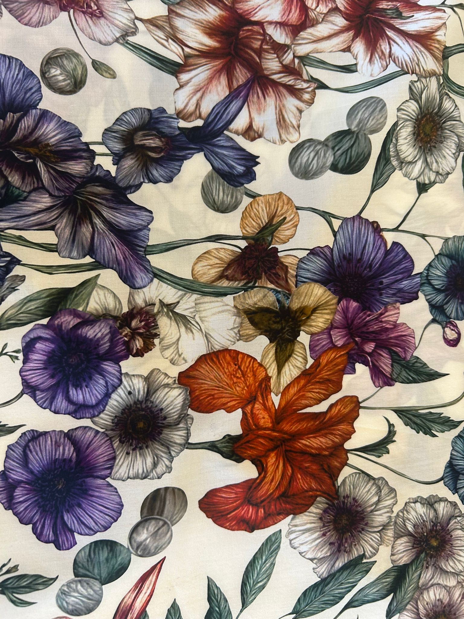 Rasatello cotone mano seta fantasia fiori 1 Rasatello cotone mano seta