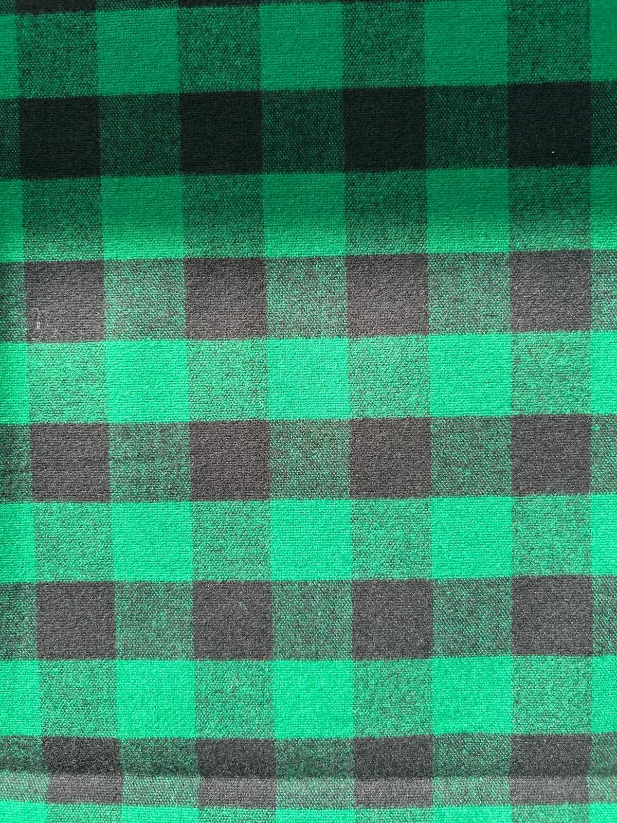 Tessuto quadro flanella cotone sfondo verde prato e nero 2 Tessuto quadro flanella cotone sfondo verde prato e nero - immagine 2