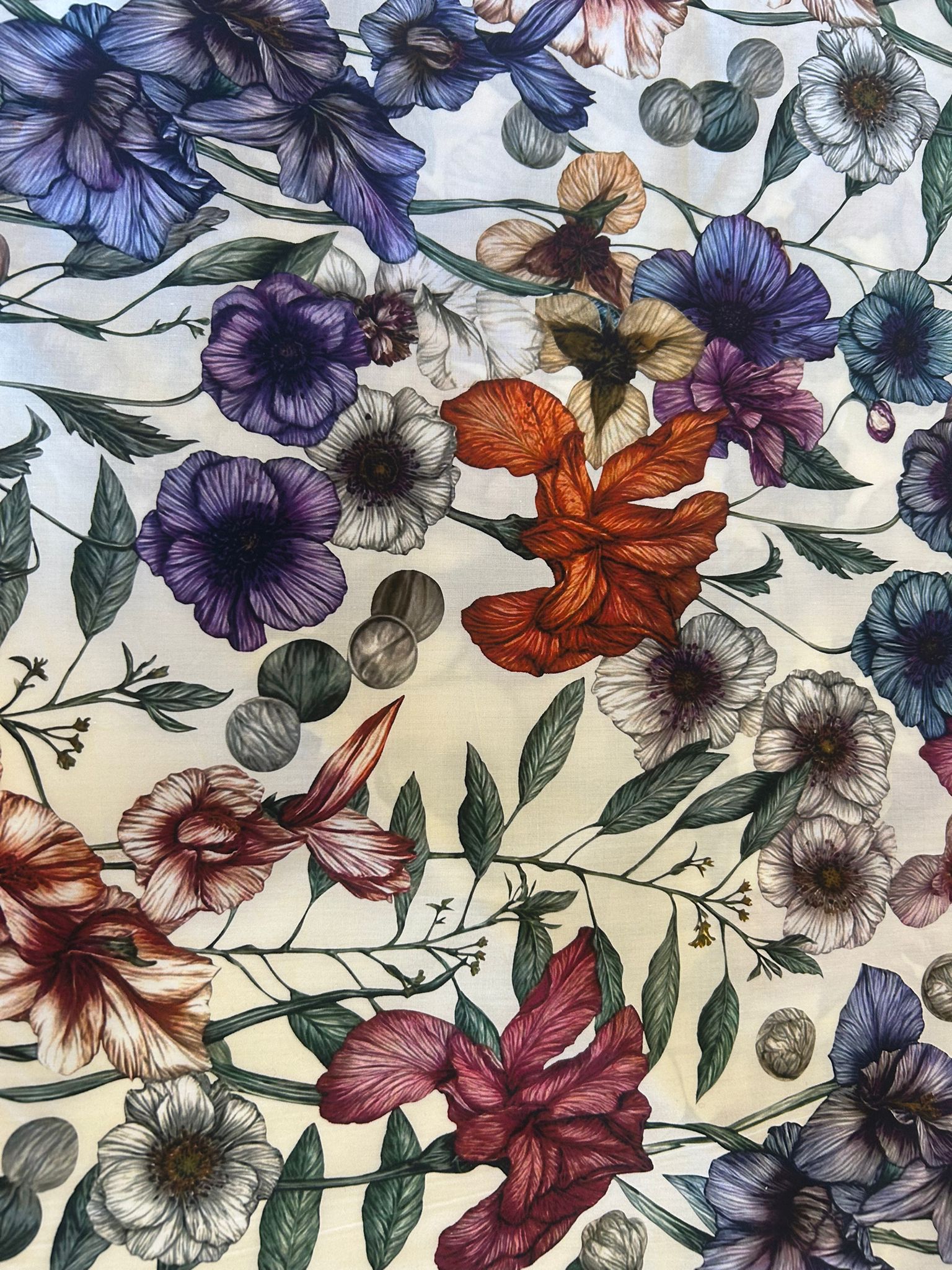 Rasatello cotone mano seta fantasia fiori 3 Rasatello cotone mano seta fantasia fiori - immagine 3