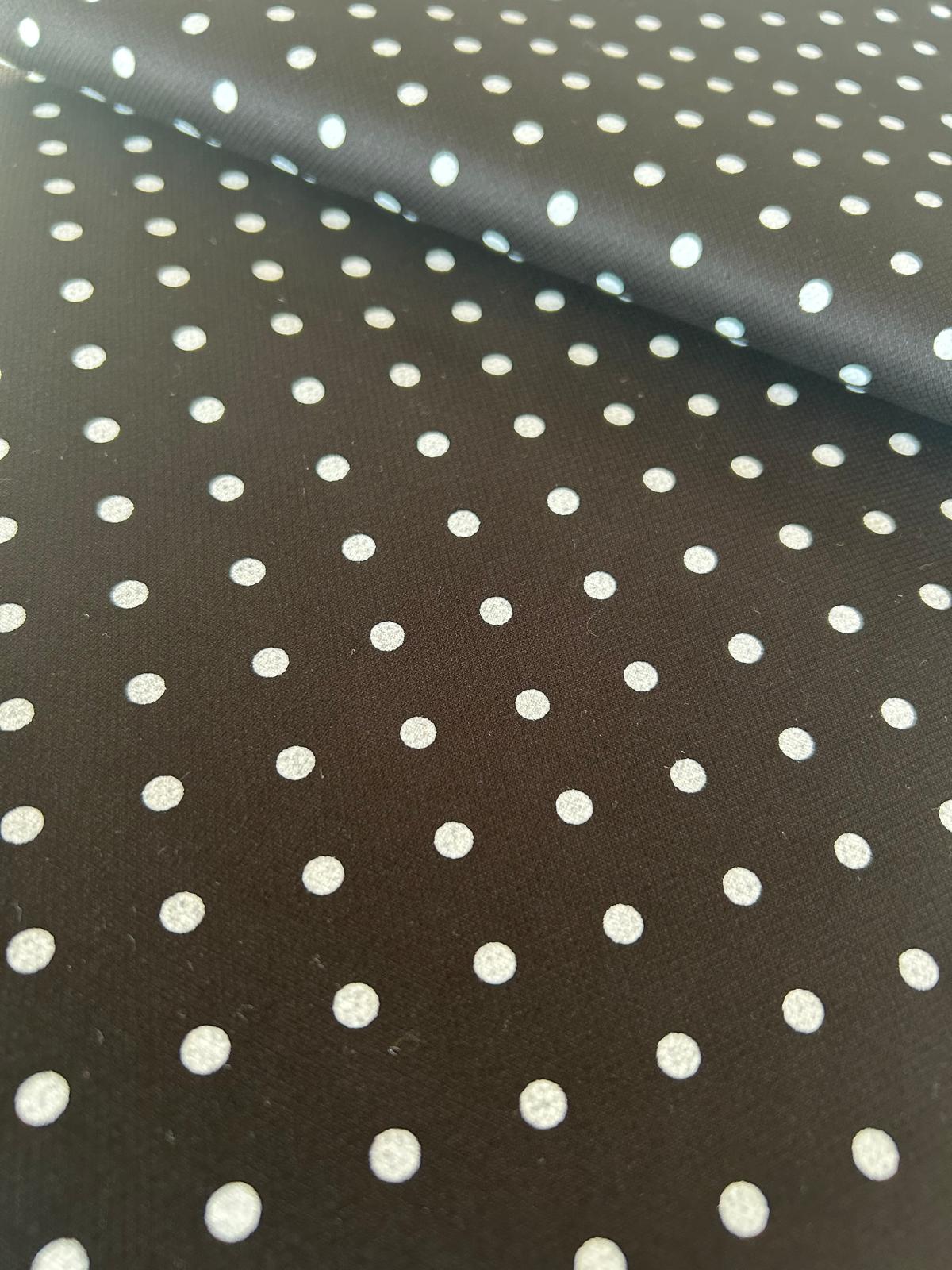 Cotone stampa pois fondo nero bianco 3 Cotone stampa pois fondo nero bianco - immagine 3
