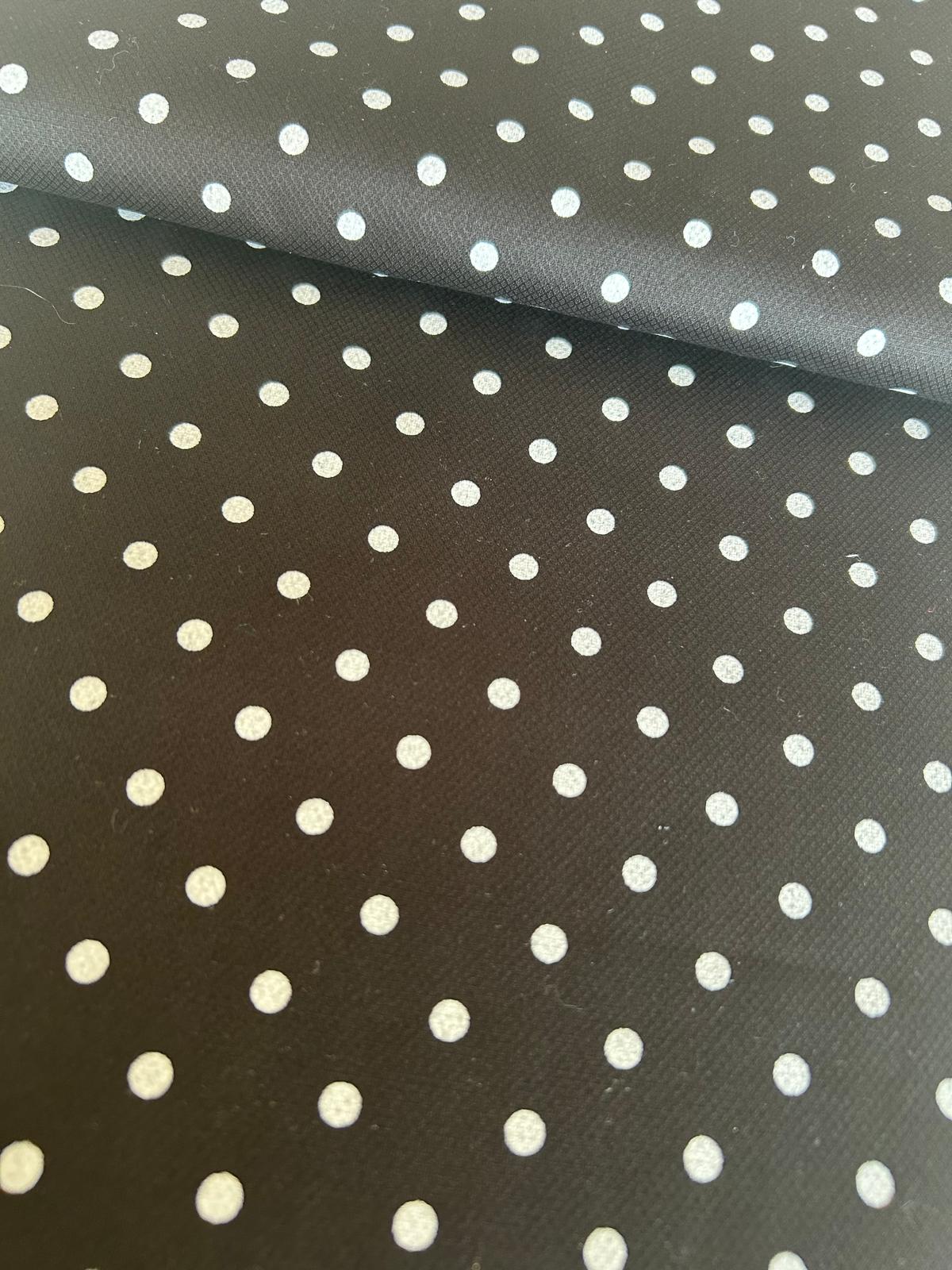 Cotone stampa pois fondo nero bianco 1 stampa pois