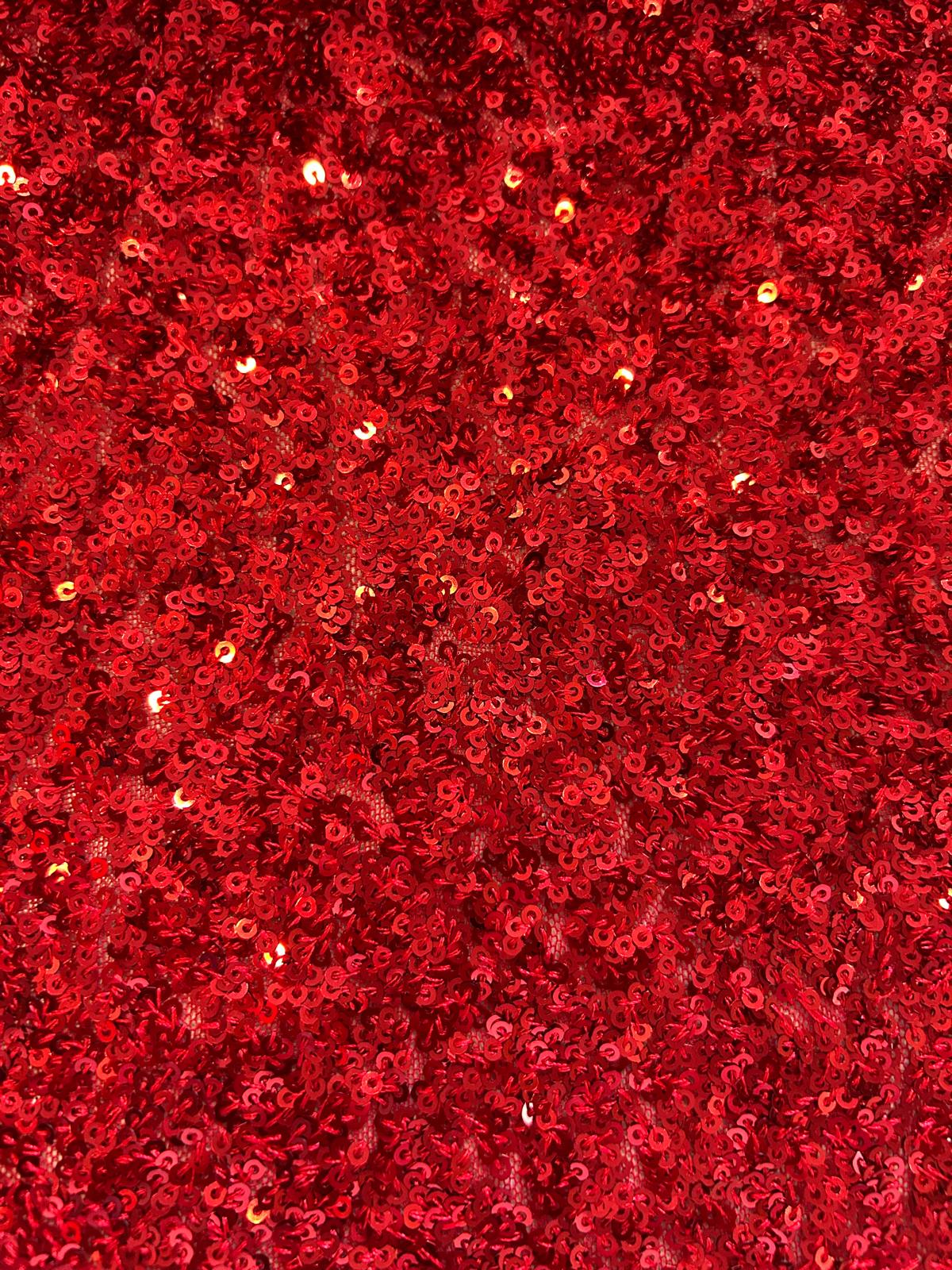 Tulle monoelastico paillettes rosso 1 monoelastico