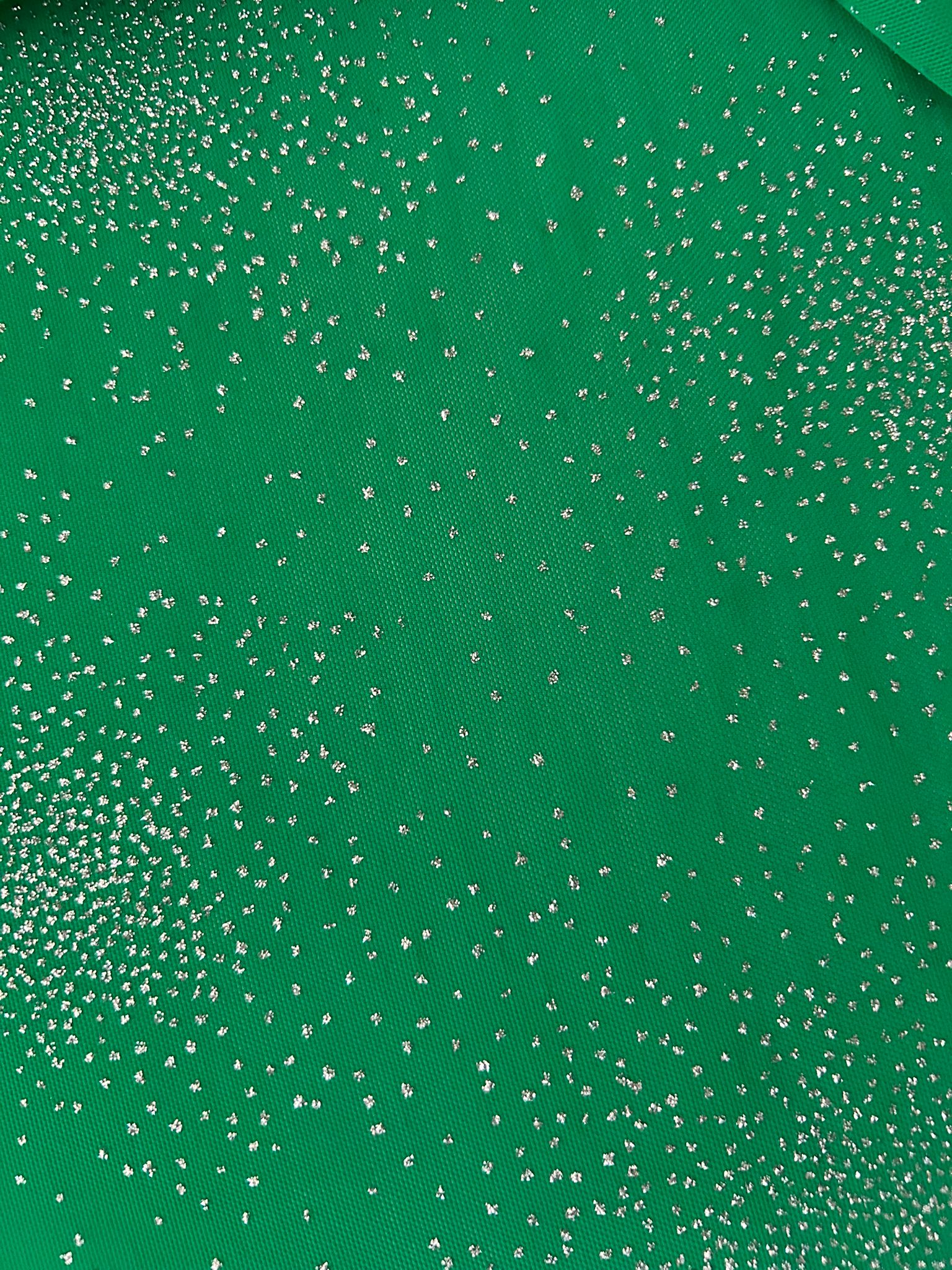 Tulle floccato glitter verde disegno polvere di stelle 2 Tulle floccato glitter verde disegno polvere di stelle - immagine 2