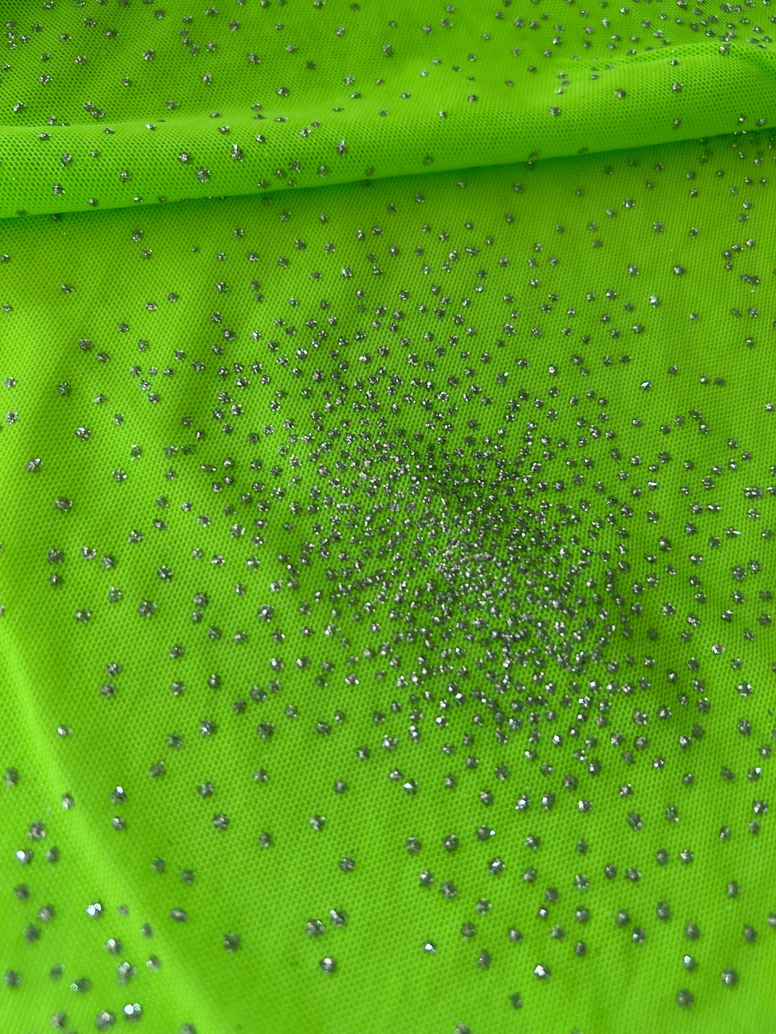 Tulle glitter argento verde acido disegno polvere stelle 3 Tulle glitter argento verde acido disegno polvere stelle - immagine 3