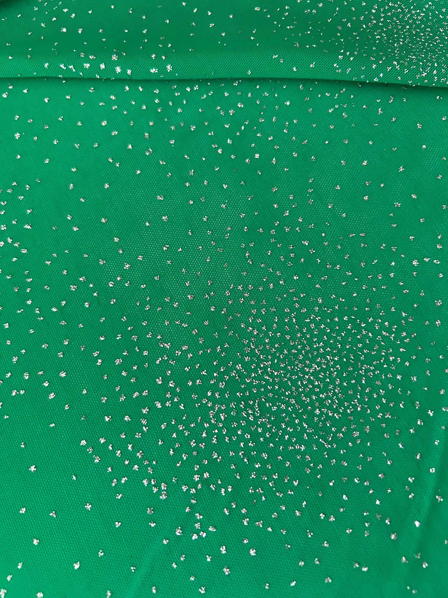 Tulle floccato glitter verde disegno polvere di stelle 5 Tulle floccato glitter verde disegno polvere di stelle - immagine 5