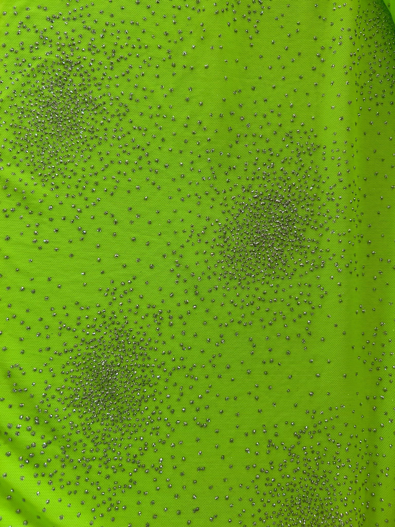 Tulle glitter argento verde acido disegno polvere stelle 4 Tulle glitter argento verde acido disegno polvere stelle - immagine 4