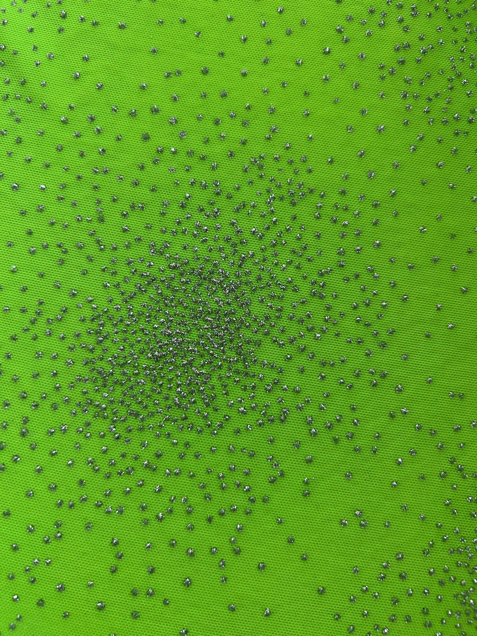 Tulle glitter argento verde acido disegno polvere stelle 5 Tulle glitter argento verde acido disegno polvere stelle - immagine 5