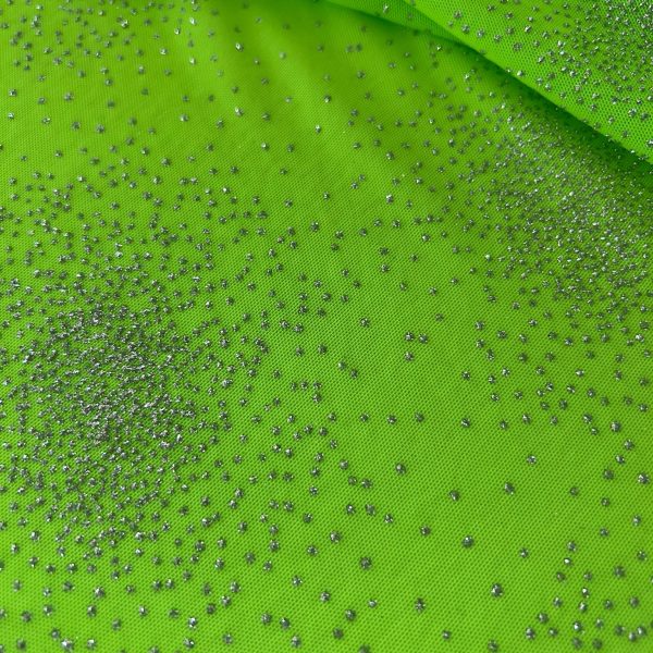 Catalogo tessuti 11 Tulle glitter argento verde acido