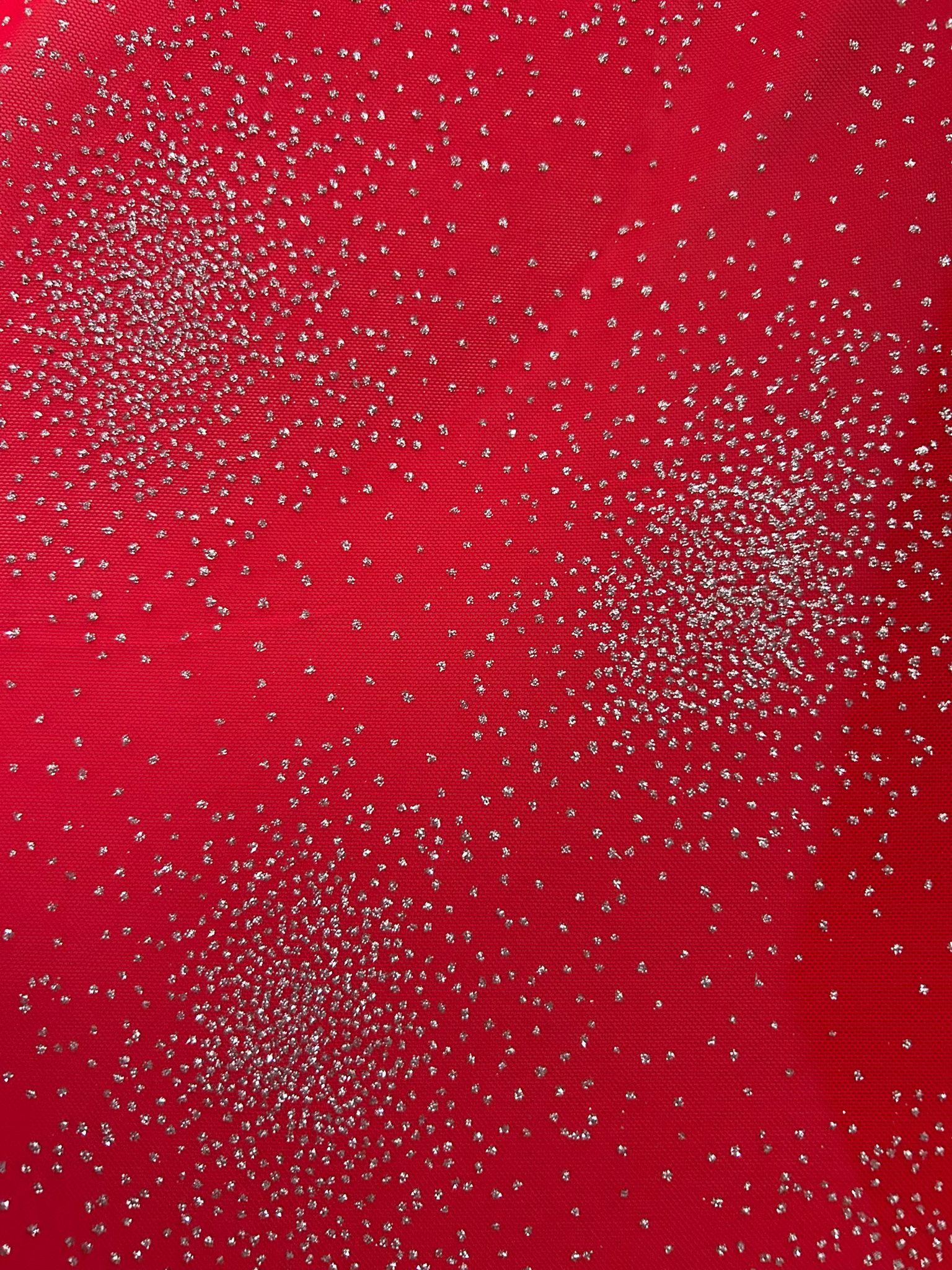 Tulle elasticizzato glitter argento rosso disegno polvere stelle 2 Tulle elasticizzato glitter argento rosso disegno polvere stelle - immagine 2