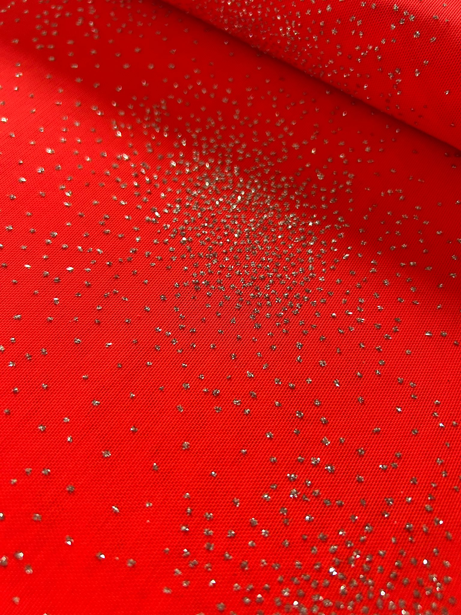 Tulle elasticizzato glitter argento rosso disegno polvere stelle 1 Tulle elasticizzato glitter argento rosso