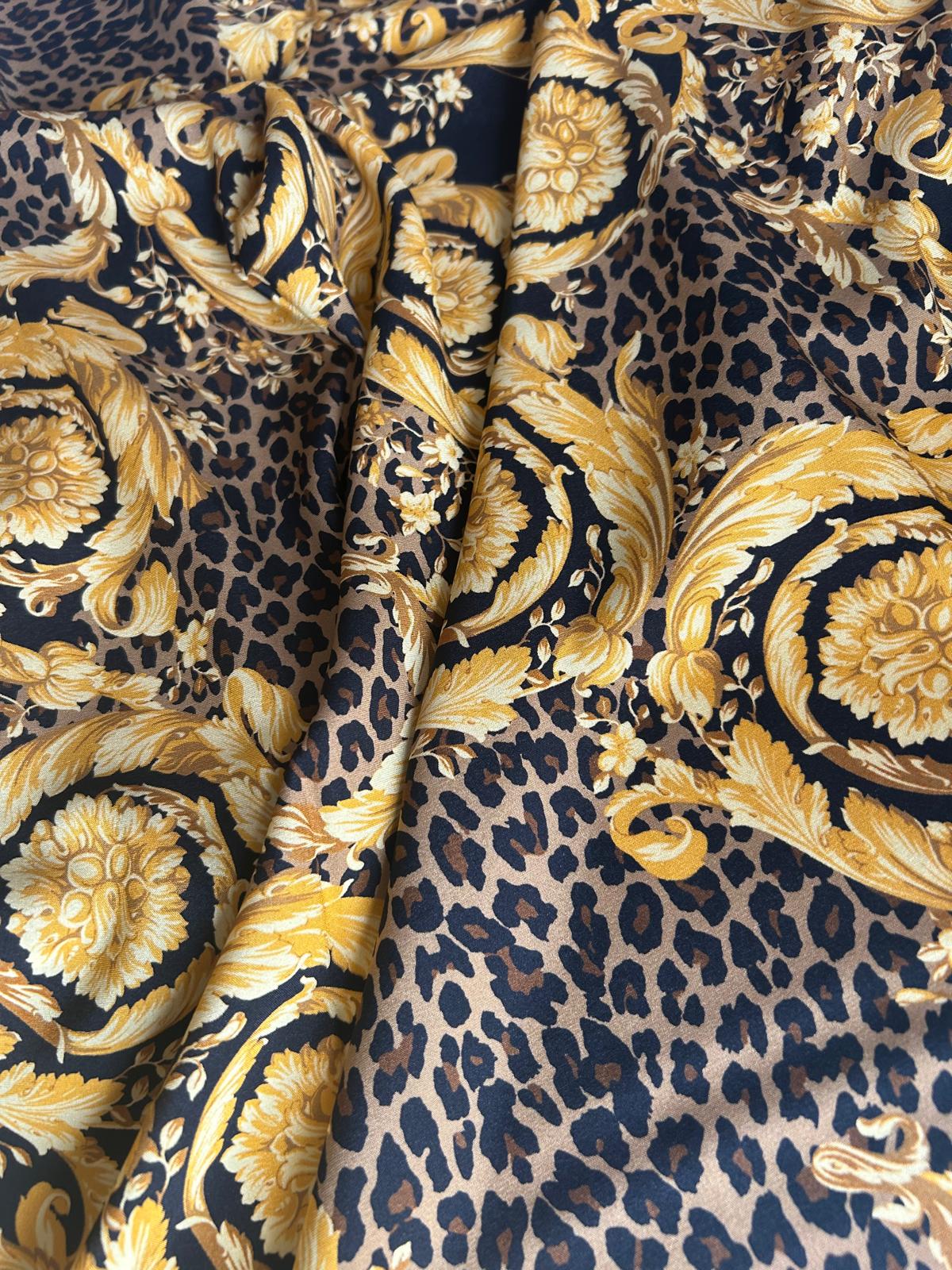 Tessuto seta elastica stampa animalier con disegno fiori e piante 2 Tessuto seta elastica stampa animalier con disegno fiori e piante - immagine 2