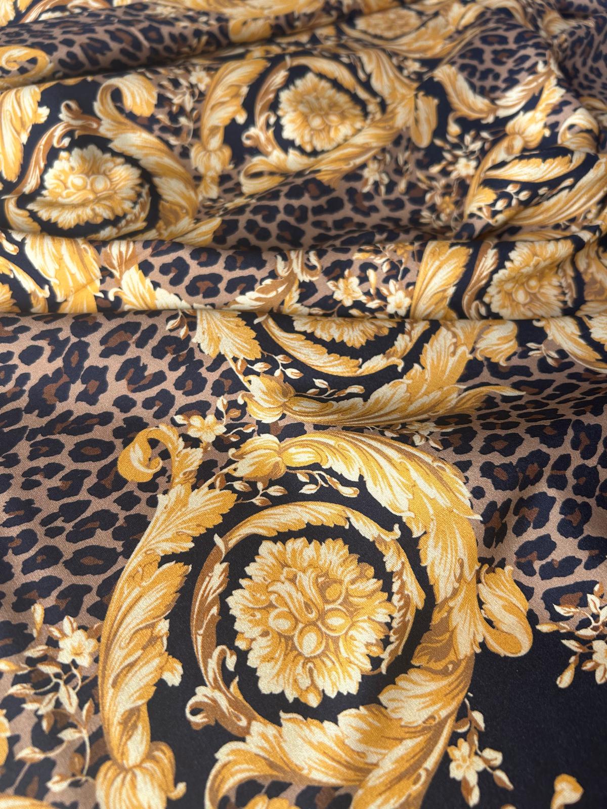 Tessuto seta elastica stampa animalier con disegno fiori e piante 1 stampa animalier con disegno seta elastica