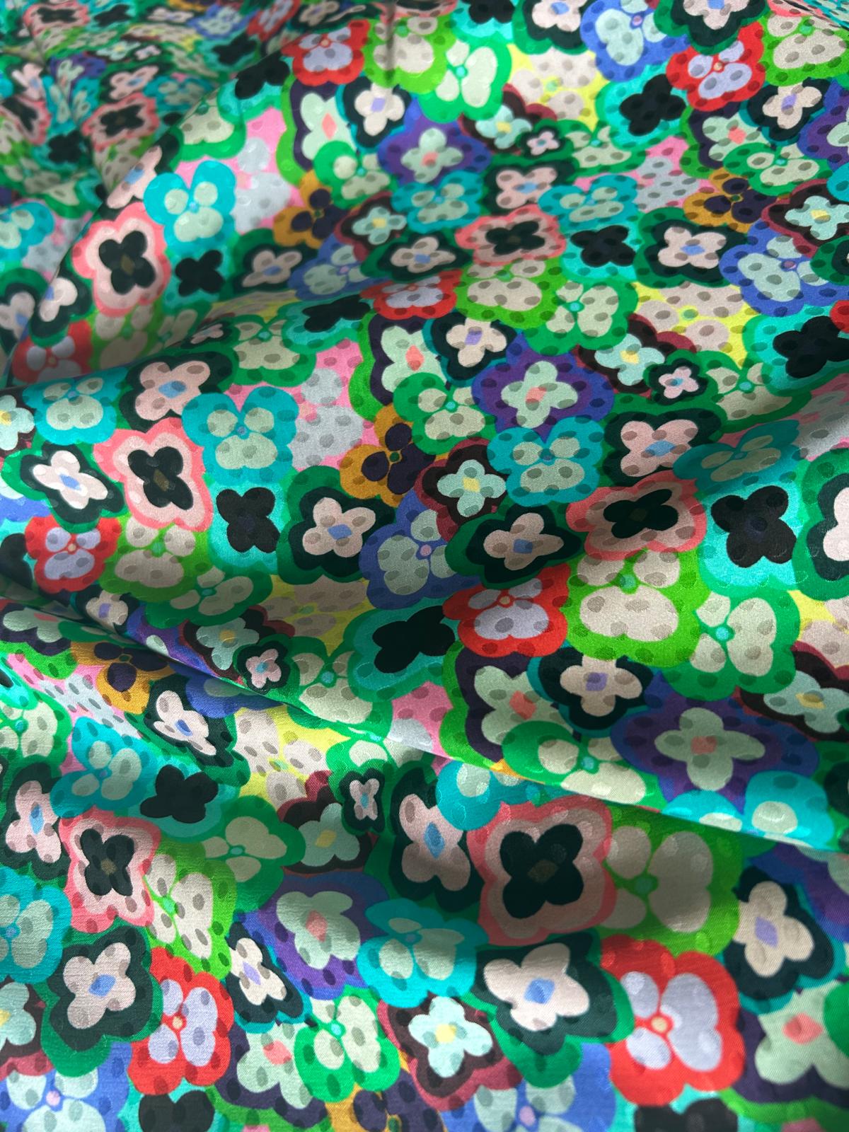 Satin Jacquard stampato fiorellino astratto vari colori 1 Satin Jacquard
