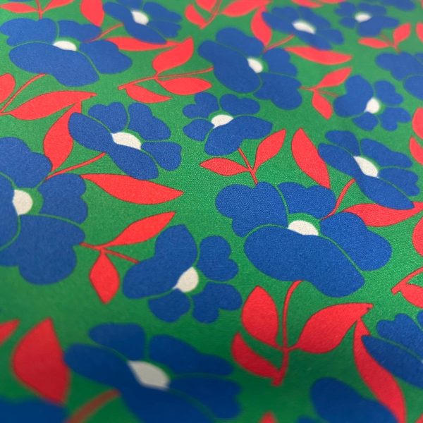 stampato fiore blu con foglia rossa