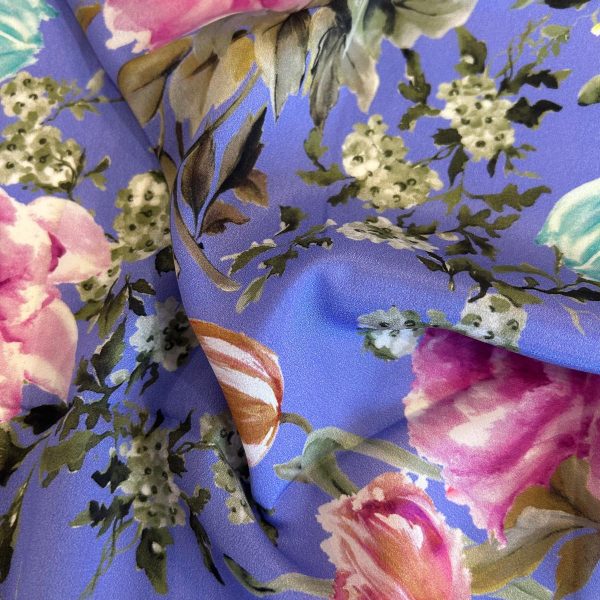 Crepe de chine seta stampata con rose