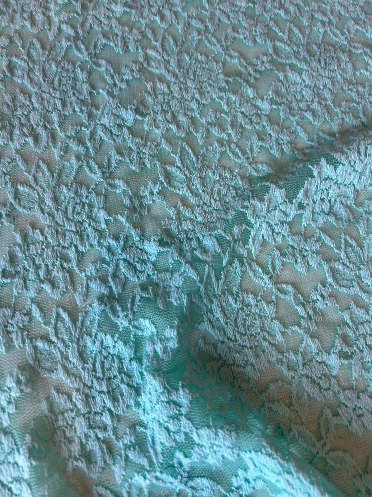 Pizzo elasticizzato disegno fiore medio verde acqua 4 Pizzo elasticizzato disegno fiore medio verde acqua - immagine 4