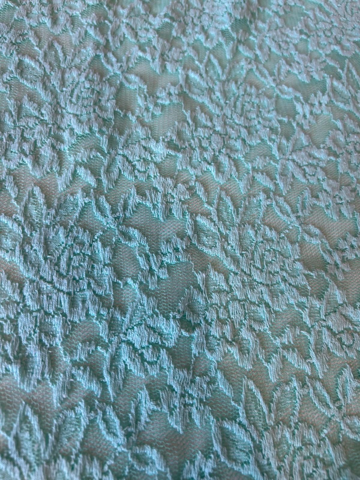 Pizzo elasticizzato disegno fiore medio verde acqua 2 Pizzo elasticizzato disegno fiore medio verde acqua - immagine 2