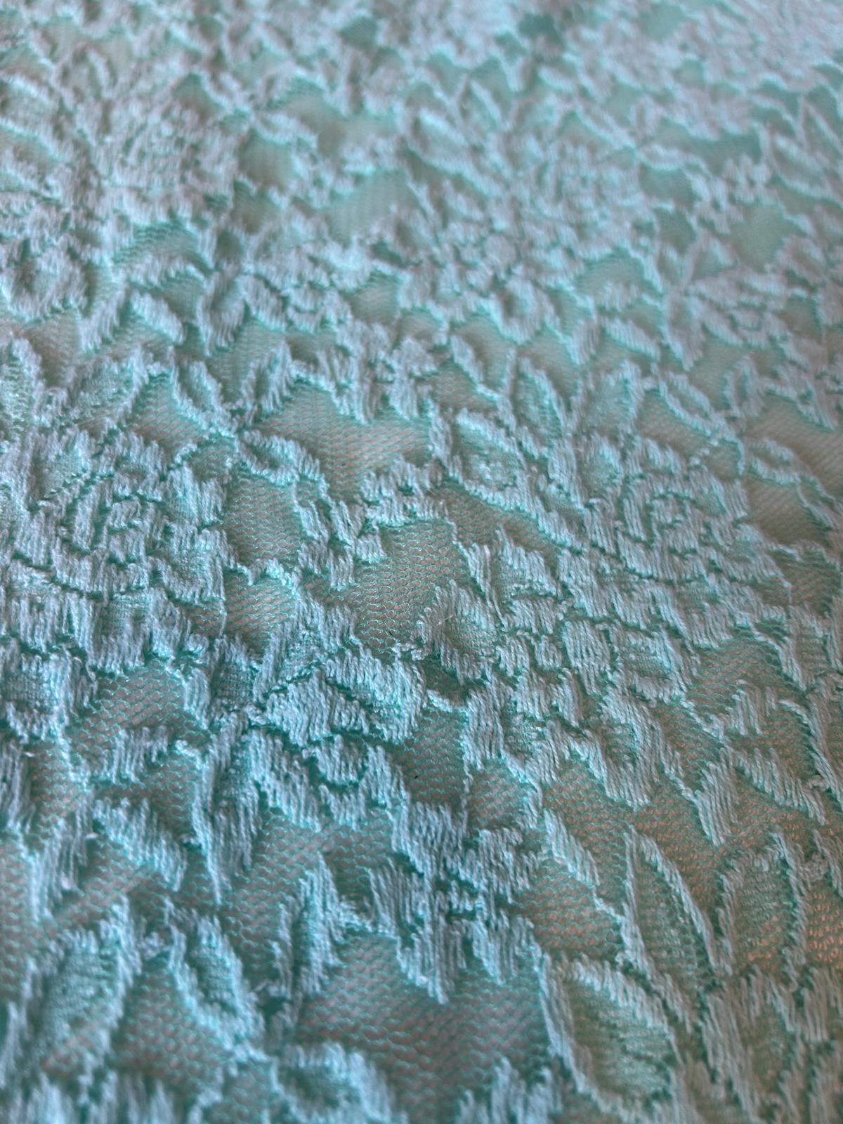 Pizzo elasticizzato disegno fiore medio verde acqua 3 Pizzo elasticizzato disegno fiore medio verde acqua - immagine 3