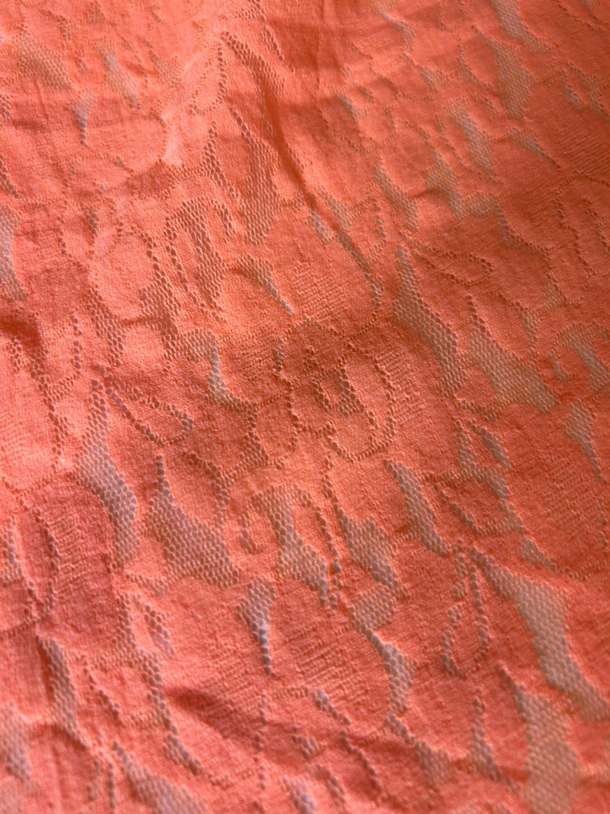 Pizzo elasticizzato disegno fiore piccolo arancio 2 Pizzo elasticizzato disegno fiore piccolo arancio - immagine 2