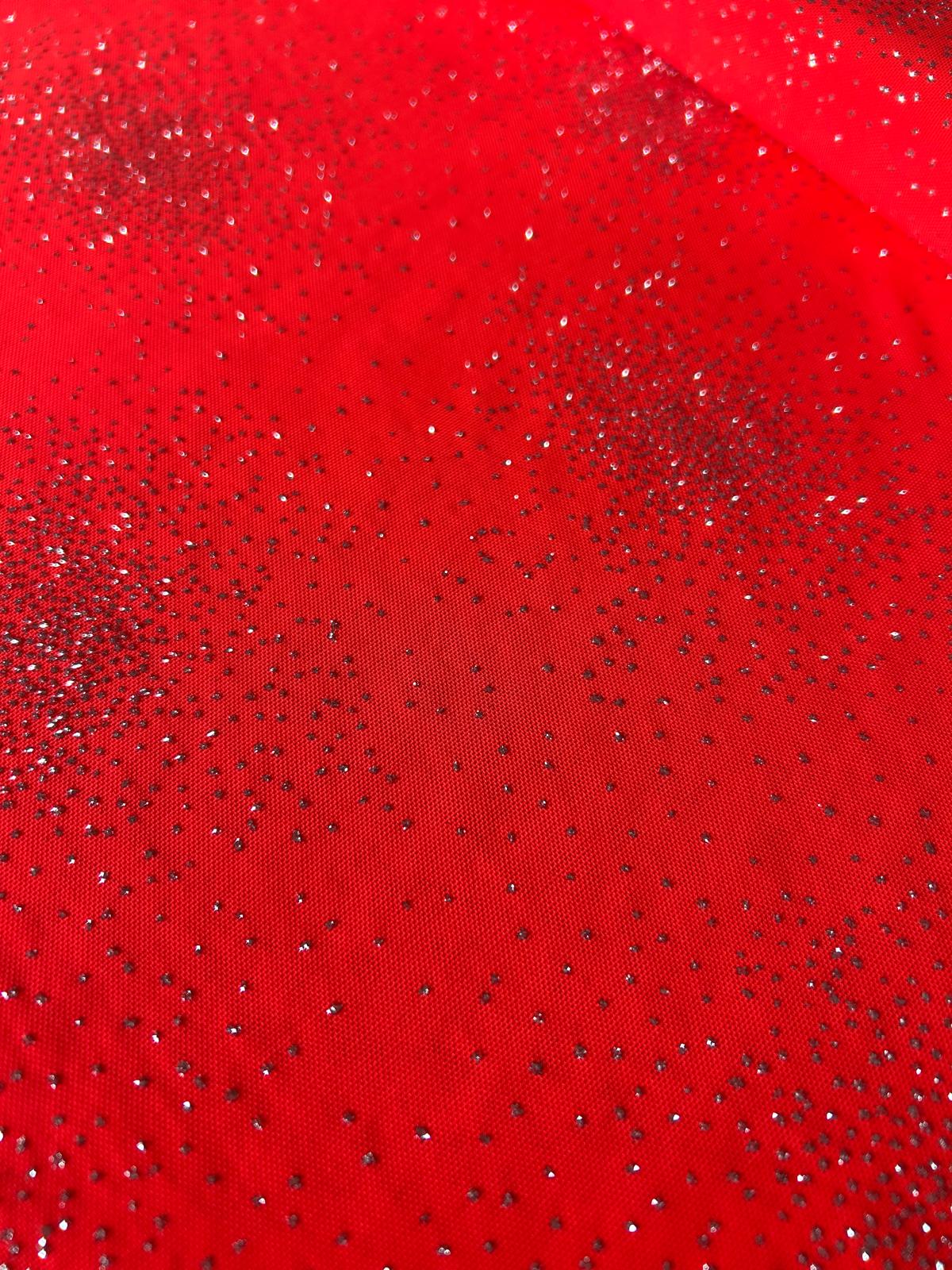 Tulle glitterato elasticizzato arancio fluo 3 Tulle glitterato elasticizzato arancio fluo - immagine 3