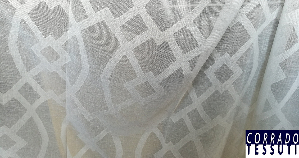 Devoré stampato con disegno geometrico per tende - immagine 2