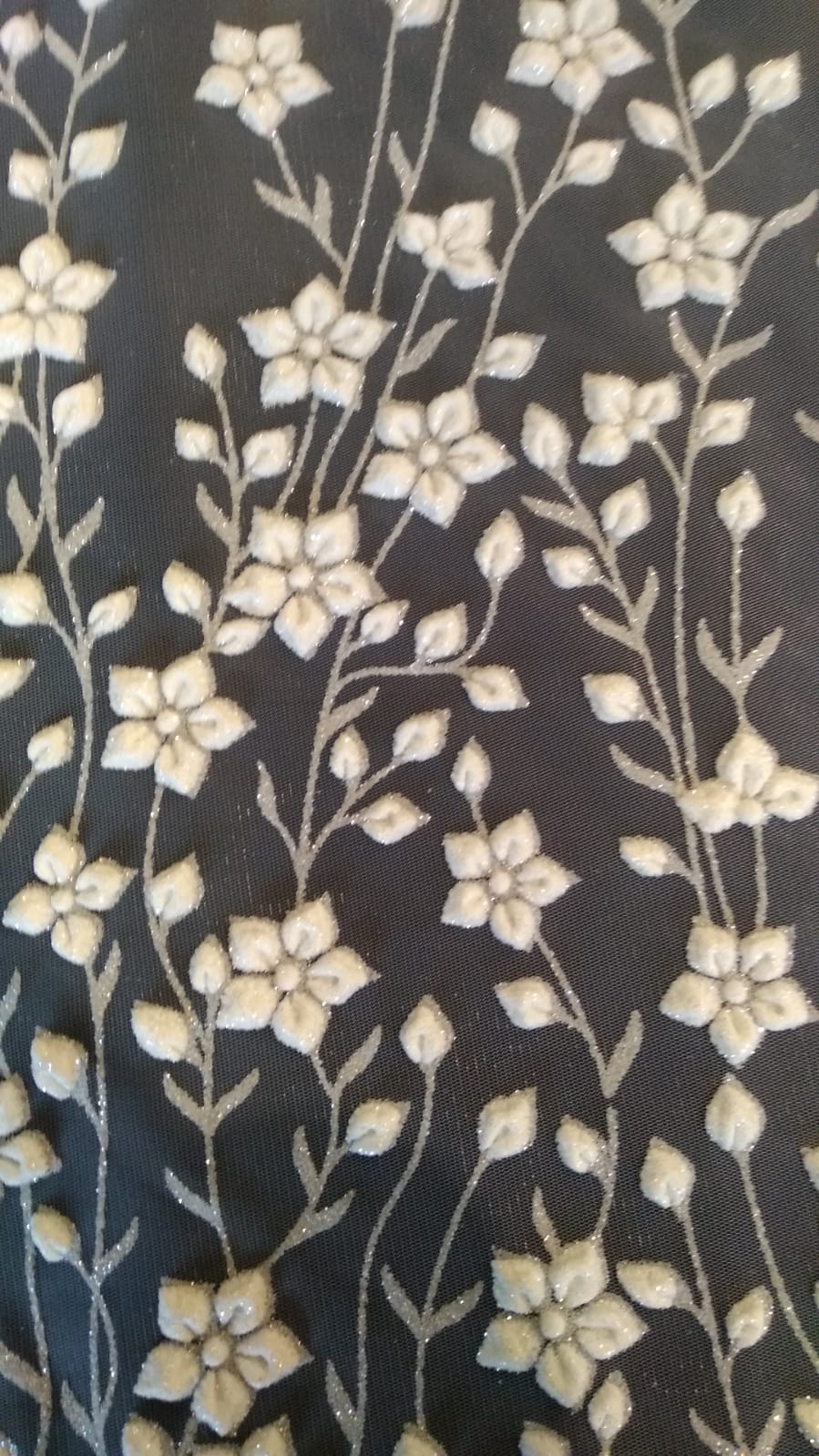 Tulle Floccato 3D Fiorellini con Lurex 1 Tulle Floccato 3D Fiorellini